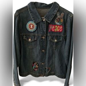 Embroidered Denim Jacket with Patches